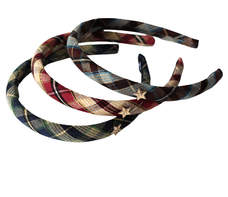 Preppy Star Plaid Y2K Headband