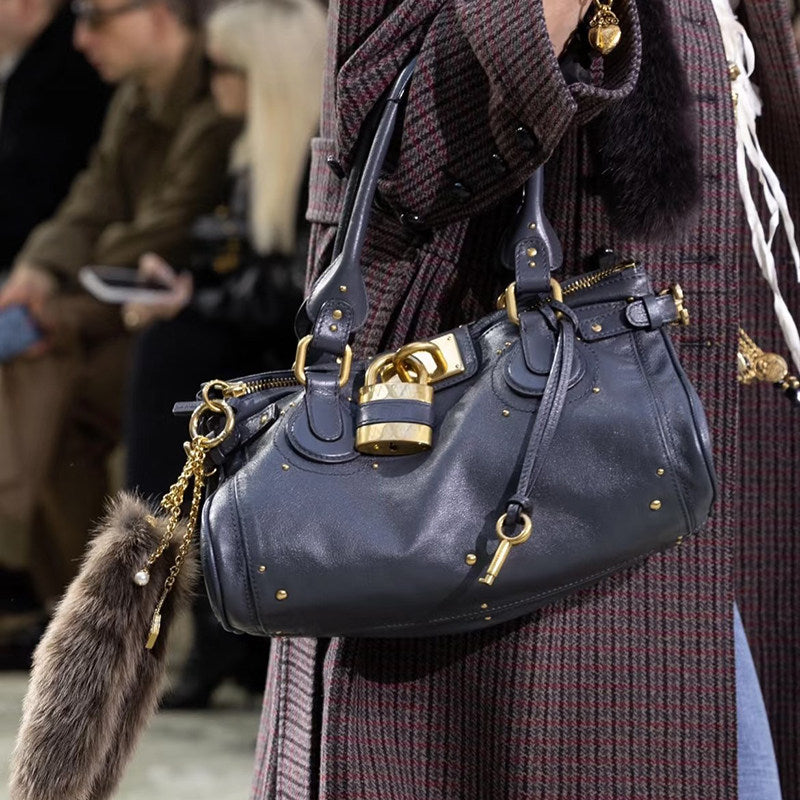 Y2K Vintage Studded Lock Top Handle Bag