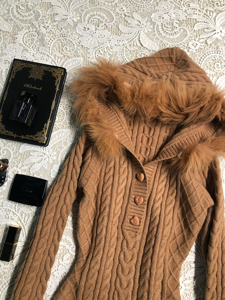 retro brown knitted dress