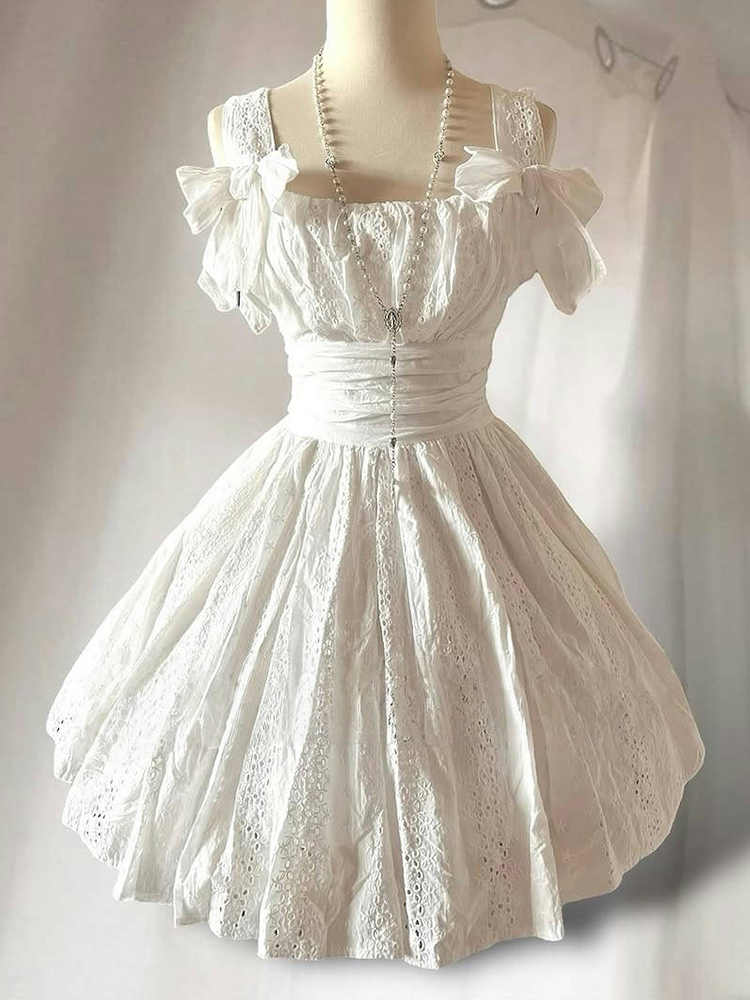 French Retro White Lace Dress