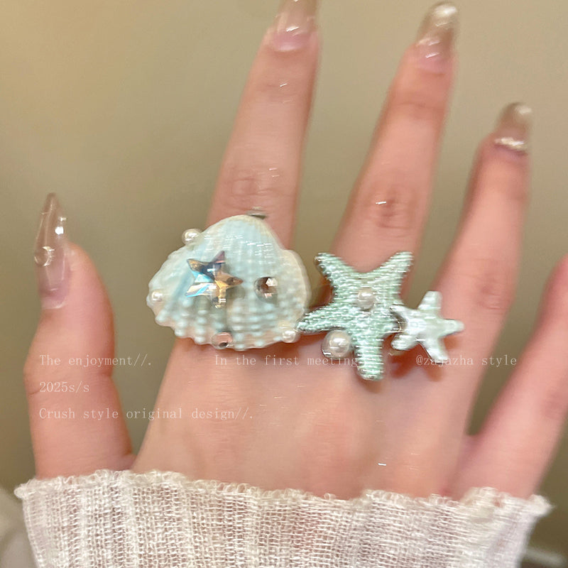 shell kitty kawaii ring