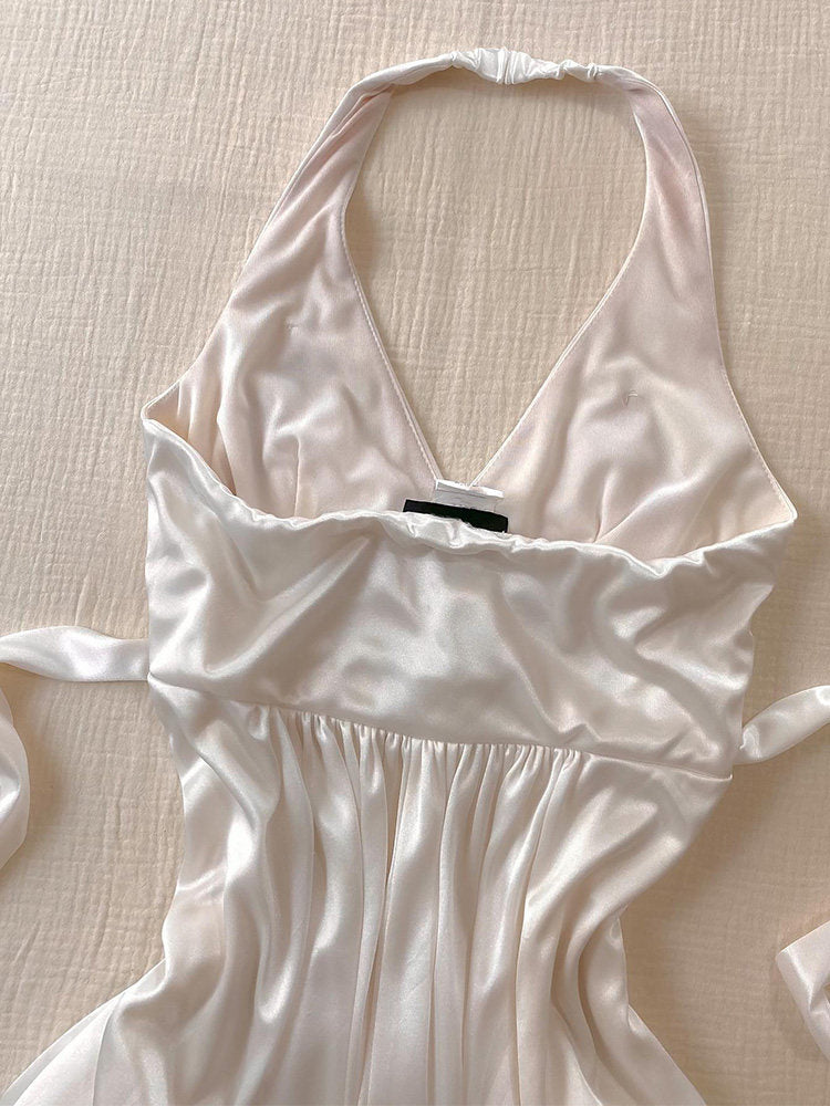 white straps halter dress