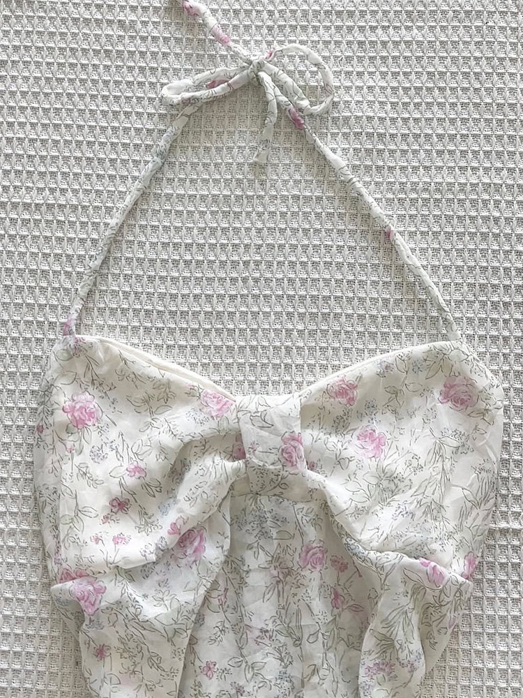 white floral halter top
