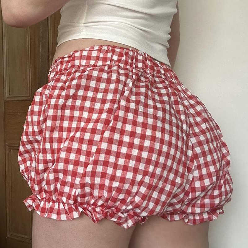 Plaid Bow-knot Spliced Shorts
