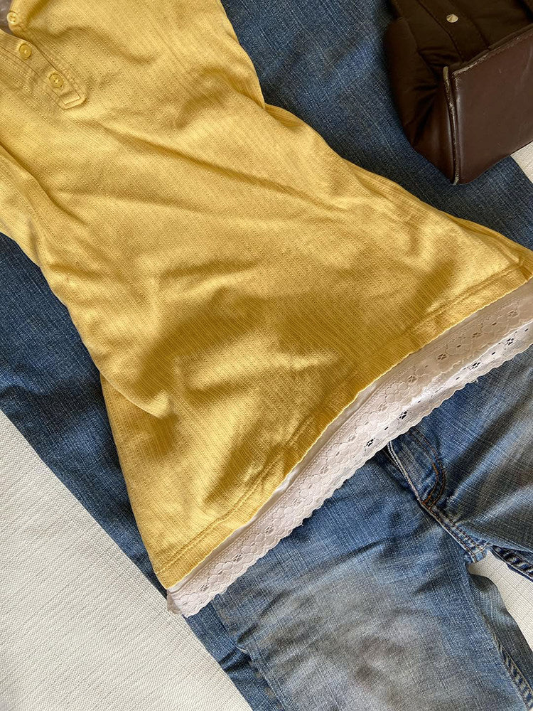 yellow lace tank top+shirt