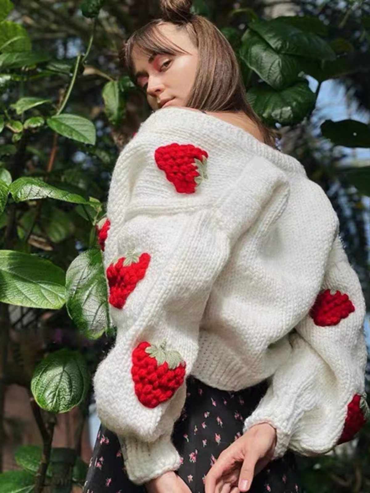 Coquette Strawberry Sweater Cardigan