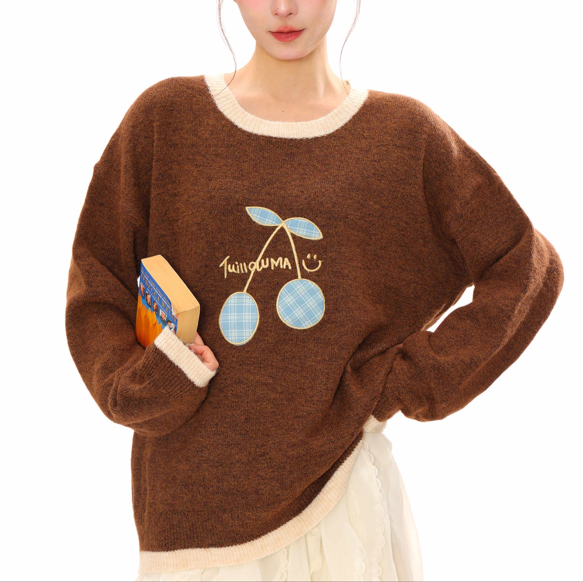 Cherry Round Neck Knitted Sweater