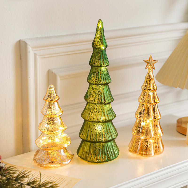 mini luminous glass Christmas tree decoration