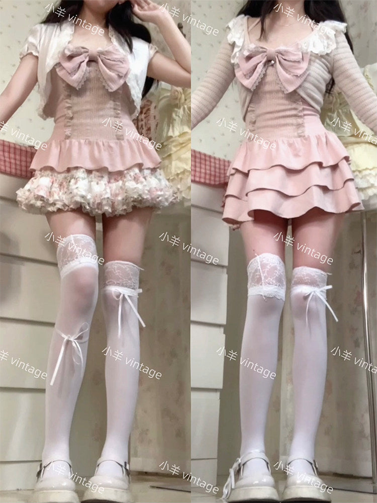 J-Fashion Nana-Inspired Bow Detail Top and Skirt Set