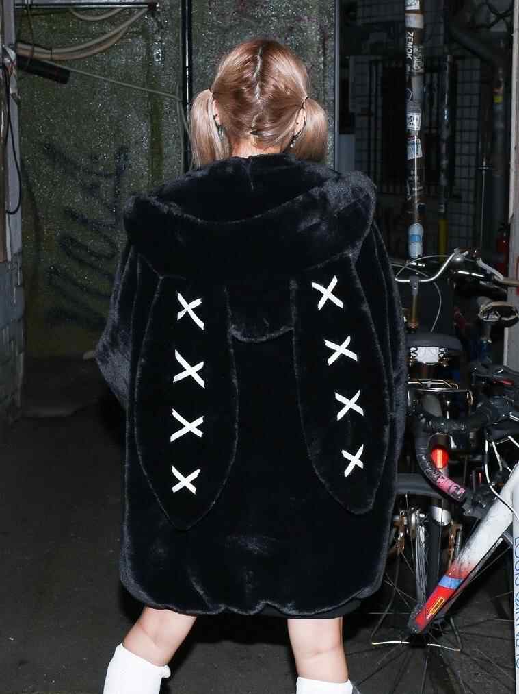 Soft Goth Harajuku Rabbit Ears Fur Coat