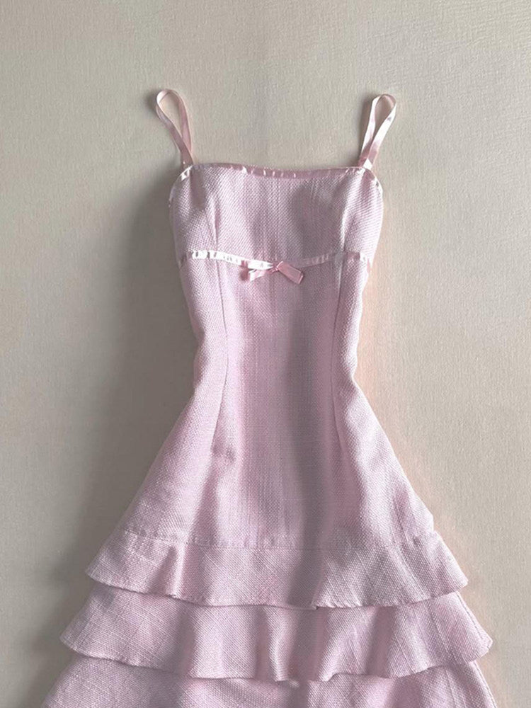 pink coquette bow suspender dress