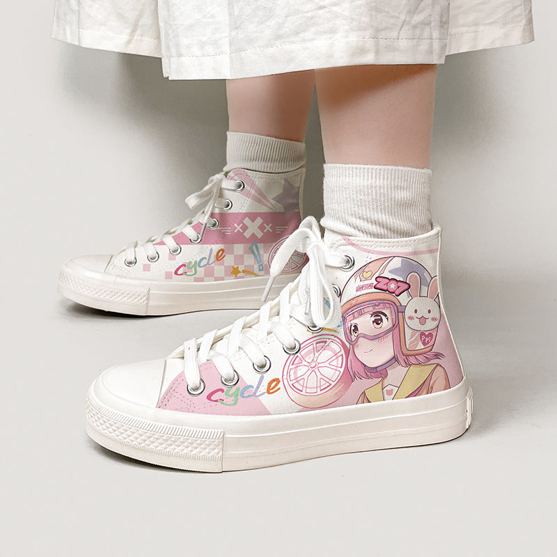 motorcycle hat girl kawaii shoes