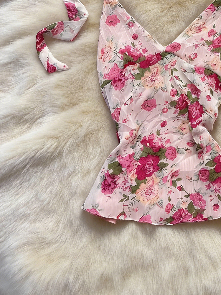 pink floral tank top