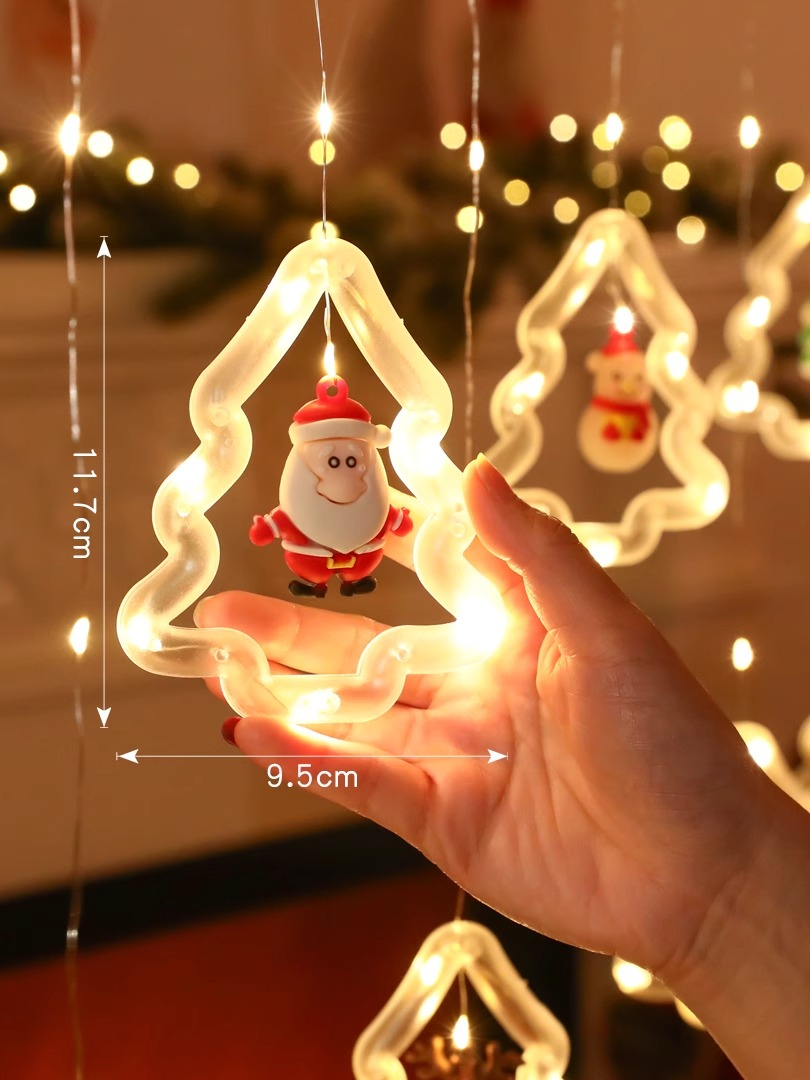 Christmas curtain hanging star lights