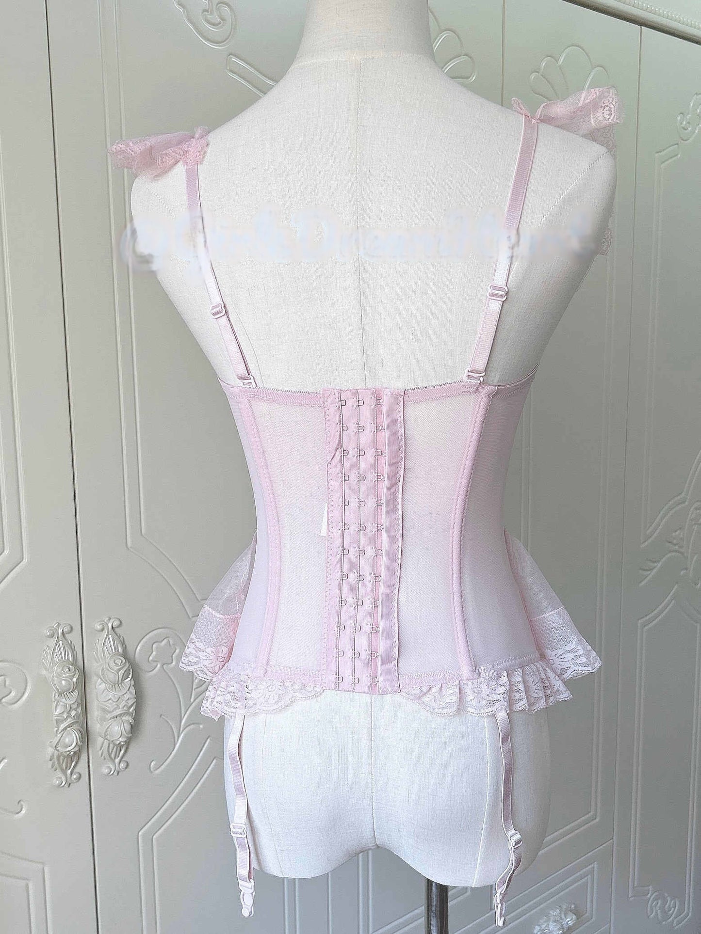 Dollete Lace Bows Fishbone Pink Corset