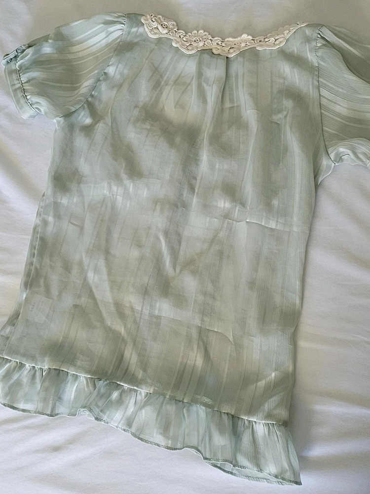French Retro Green Lace Top
