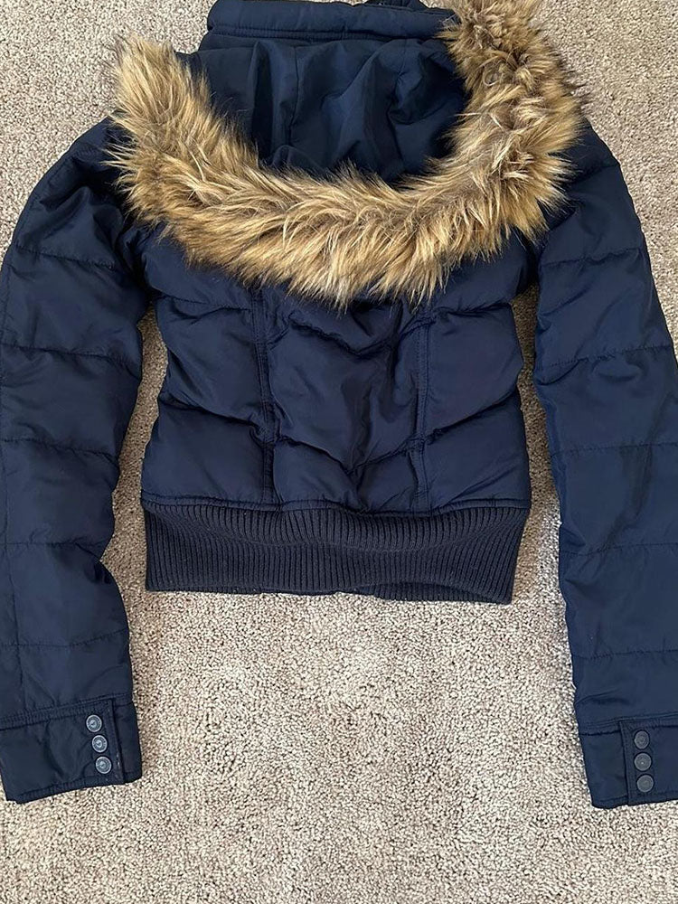 retro navy down jacket