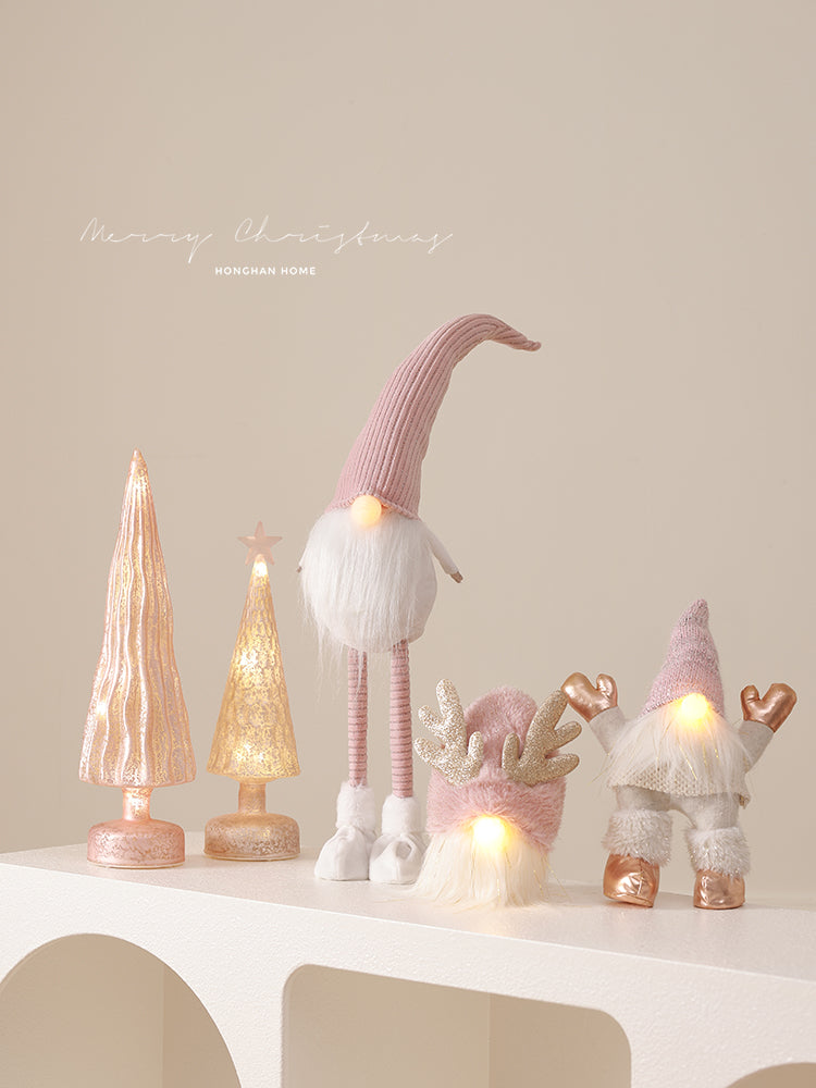 Christmas lights pink cute faceless doll