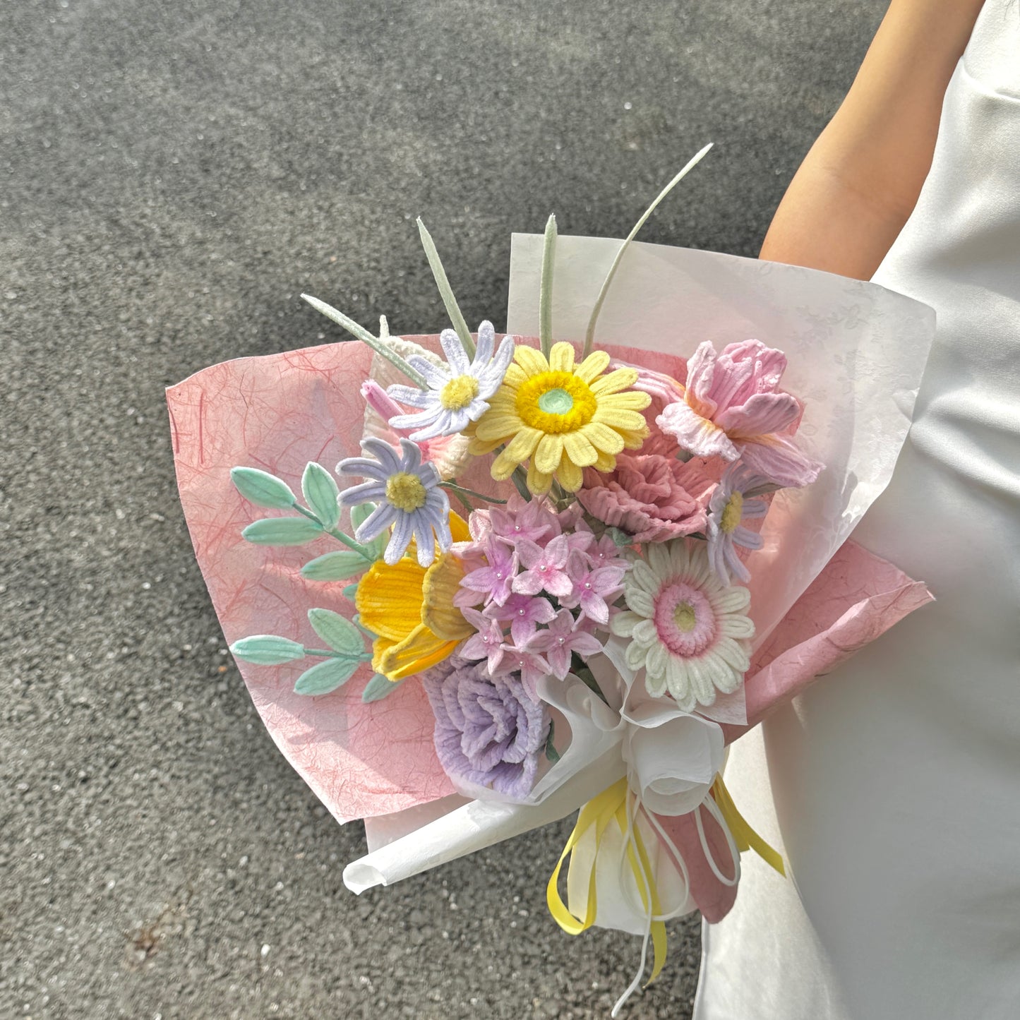 Finished handmade velvet eternal flower bouquet