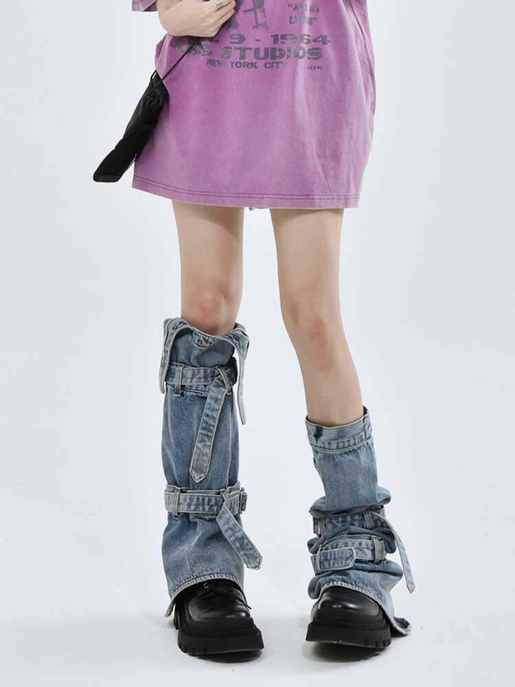 Y2K denim leg warmers