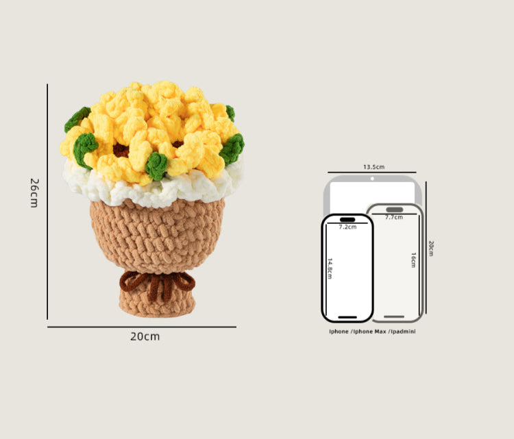 handmade knitted Sunflower bouquet