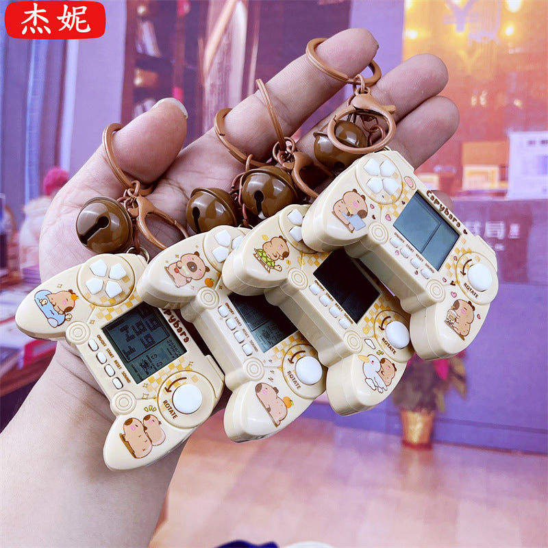 Kapibara retro Tetris game console keychain doll