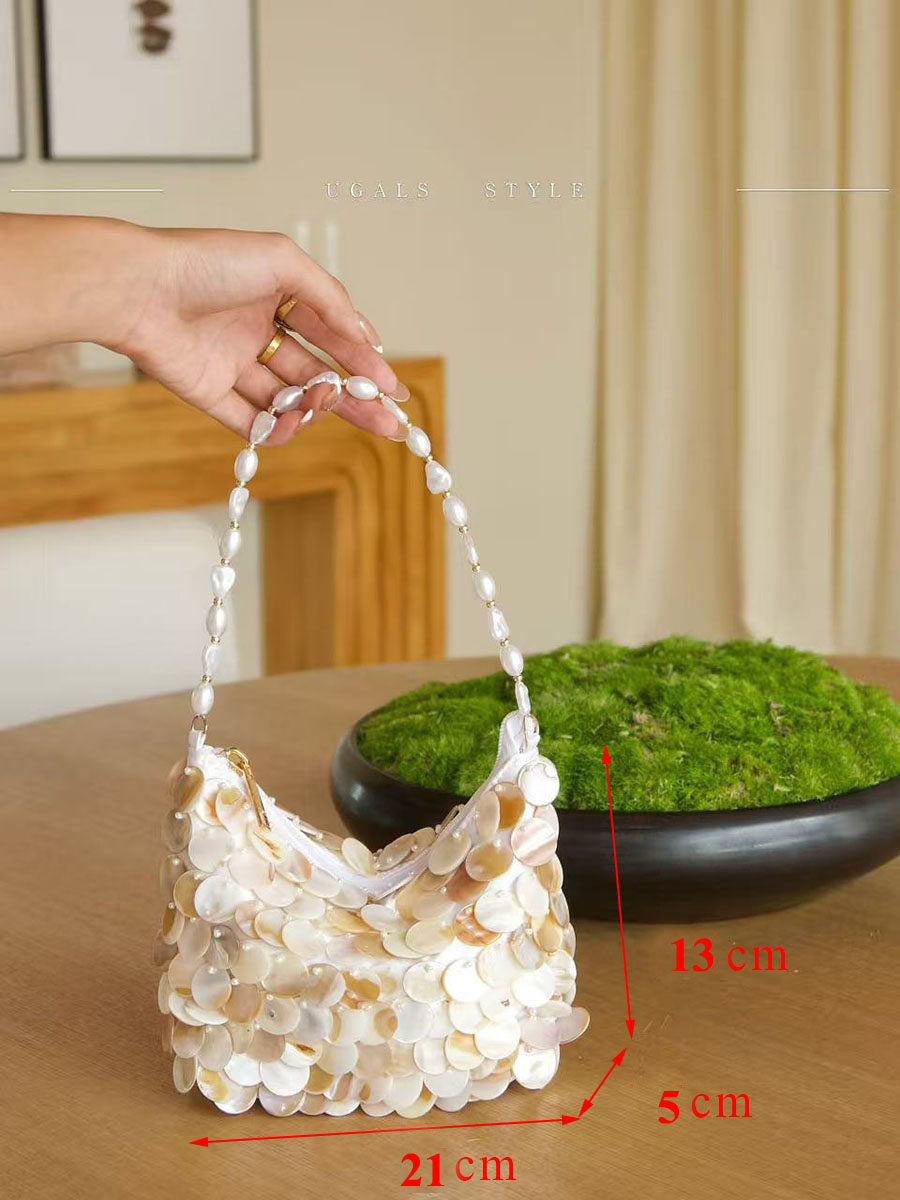 Vintage Fish Scale Sequined Shell Crossbody Bag