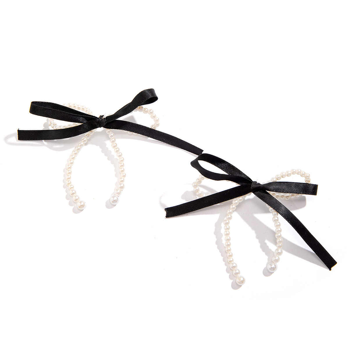 Pearls Bow Dark Coquette Earrings