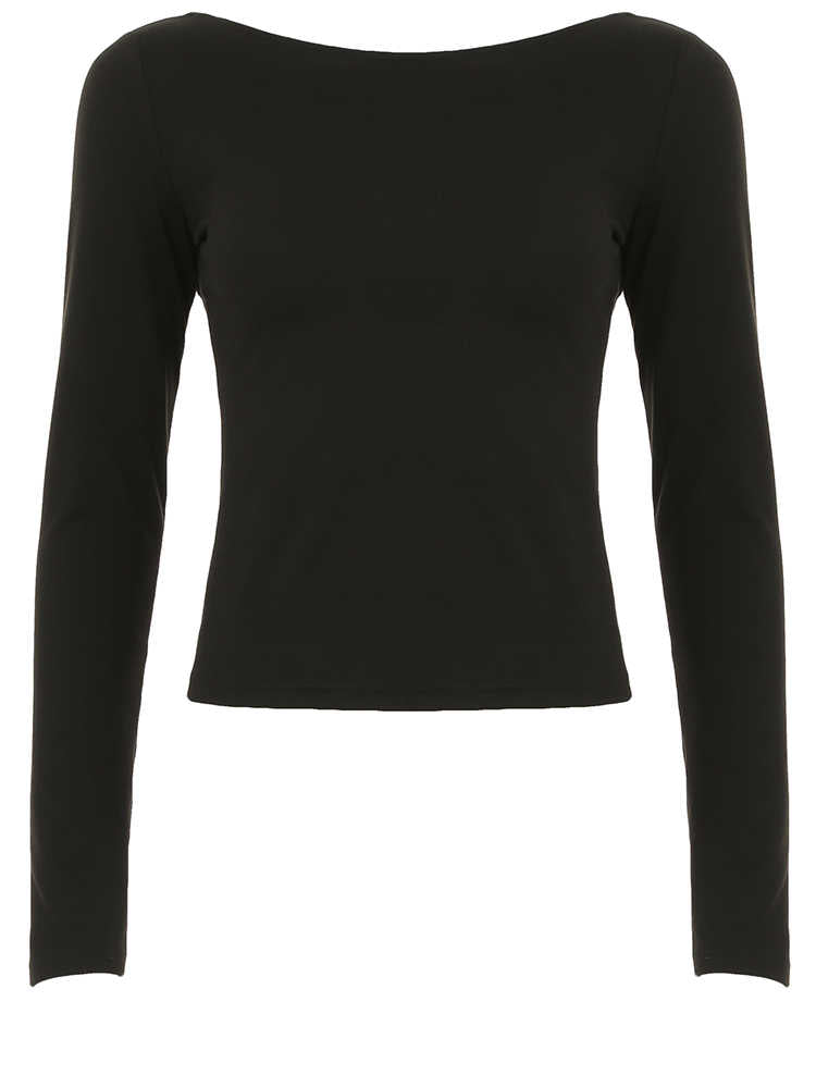 Bow Backless Dark Coquette Long-sleeved Top