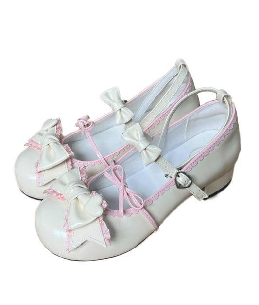 Kawaii Bow Round Toe Leather Shoes