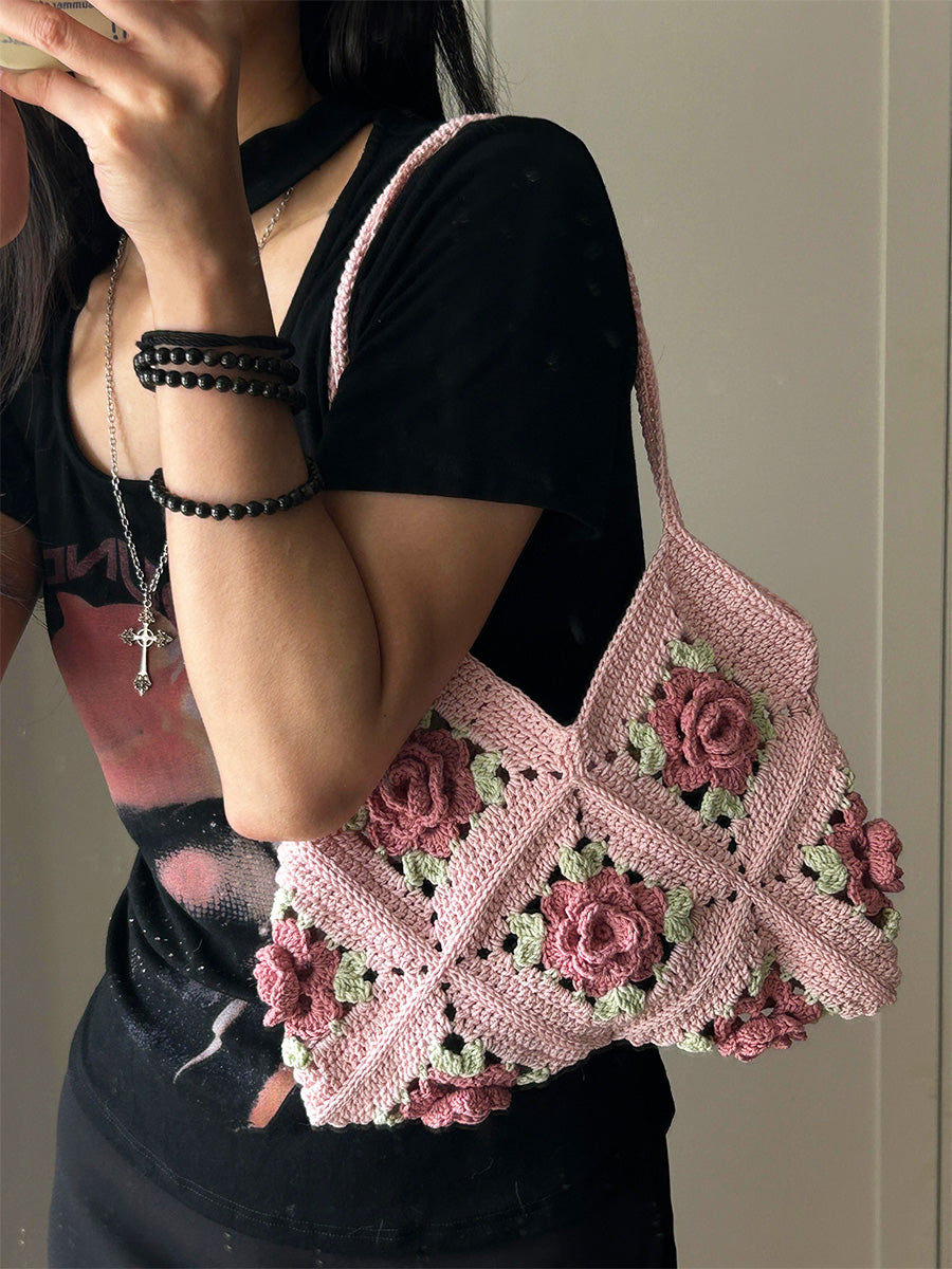Wool diy Summer Rose Bag