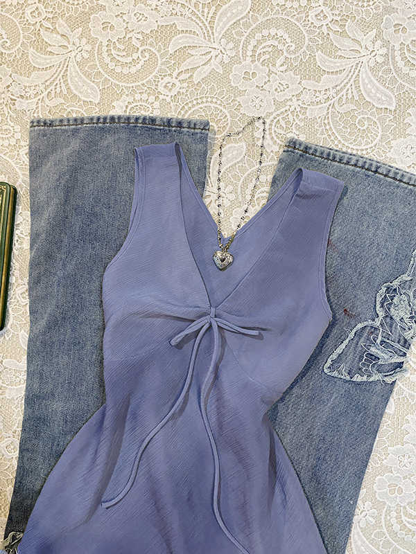 Green Bow Tie Vintage Tank Top