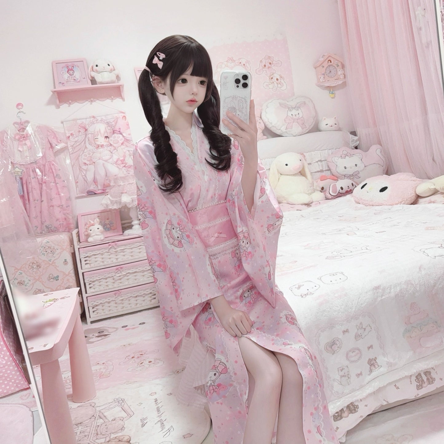 kawaii pink yukata bathrobe