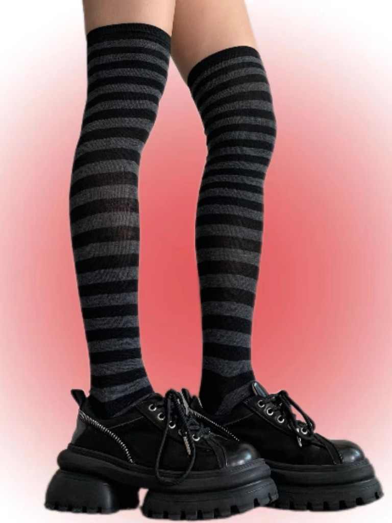 Y2K Striped Knee-high Stockings