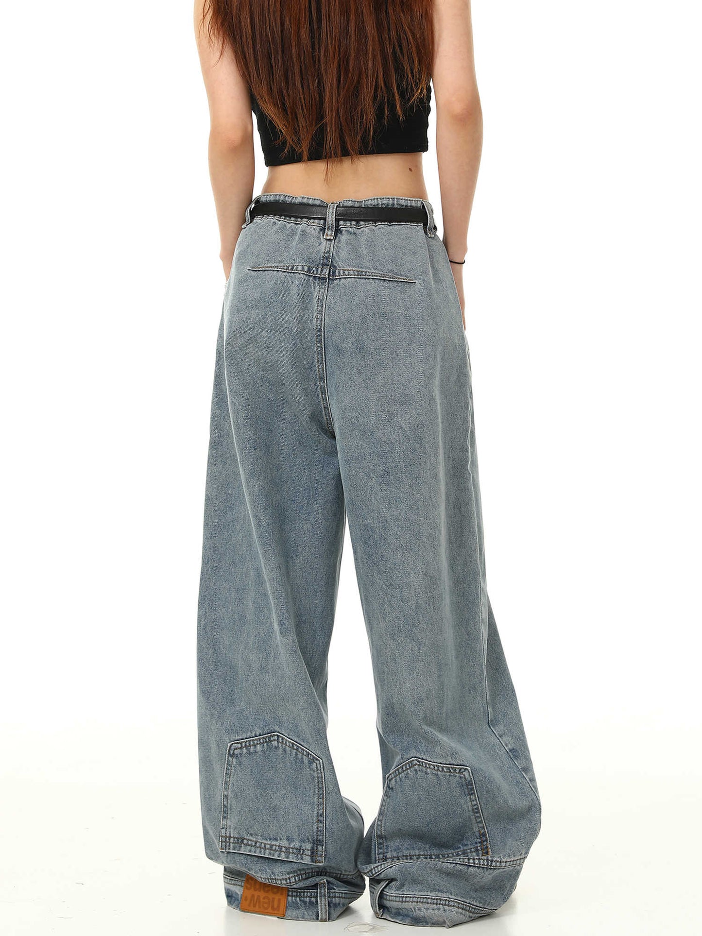 Y2K Retro Inverted Washed Baggy Jeans