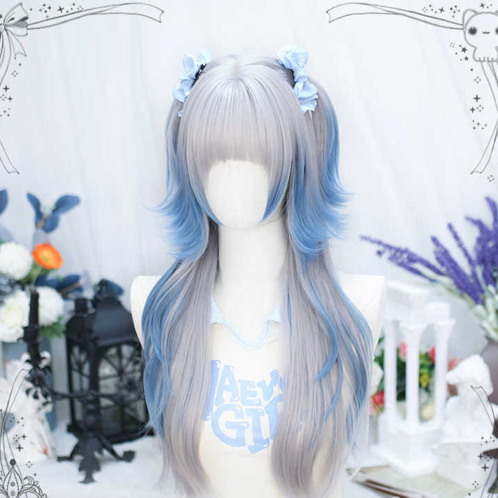 Lolita Gray&Blue Long Wig