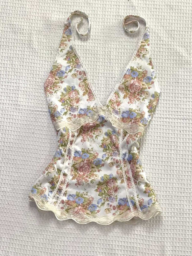 floral v-neck tank top
