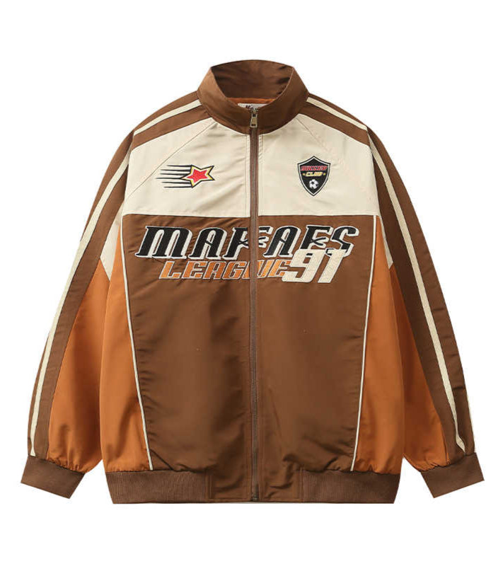 Y2K Retro Motorcycle Brown Jacket