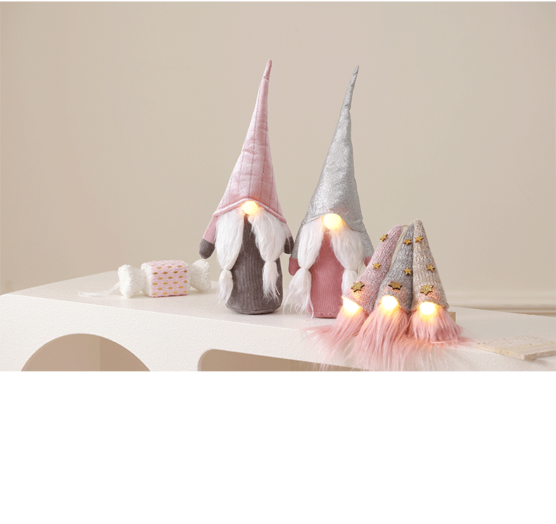 Christmas lights pink cute faceless doll