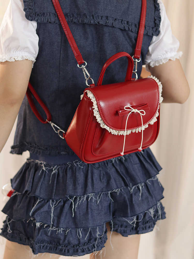 Red Bow Leather Backpack