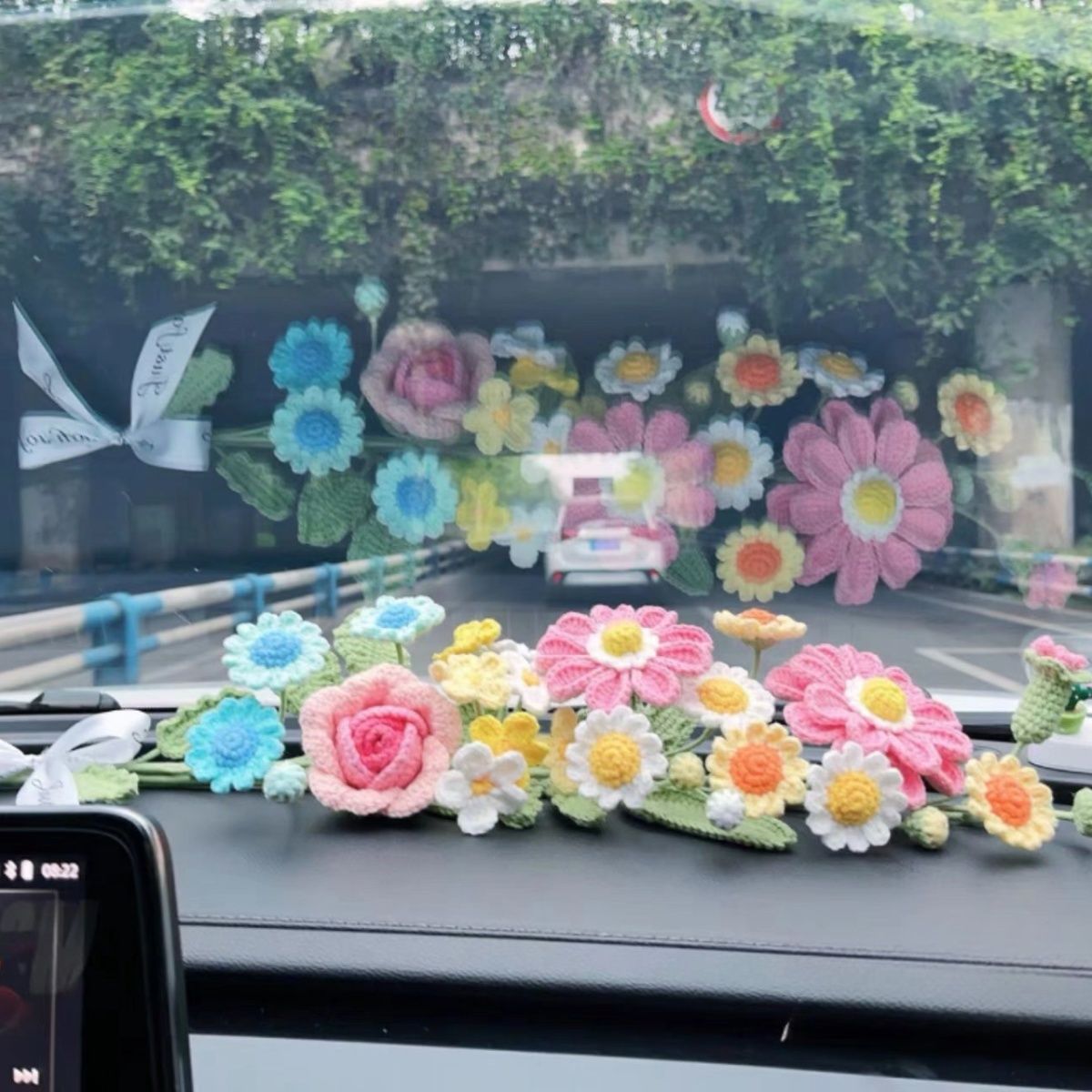 diy crochet flowers car bouquet