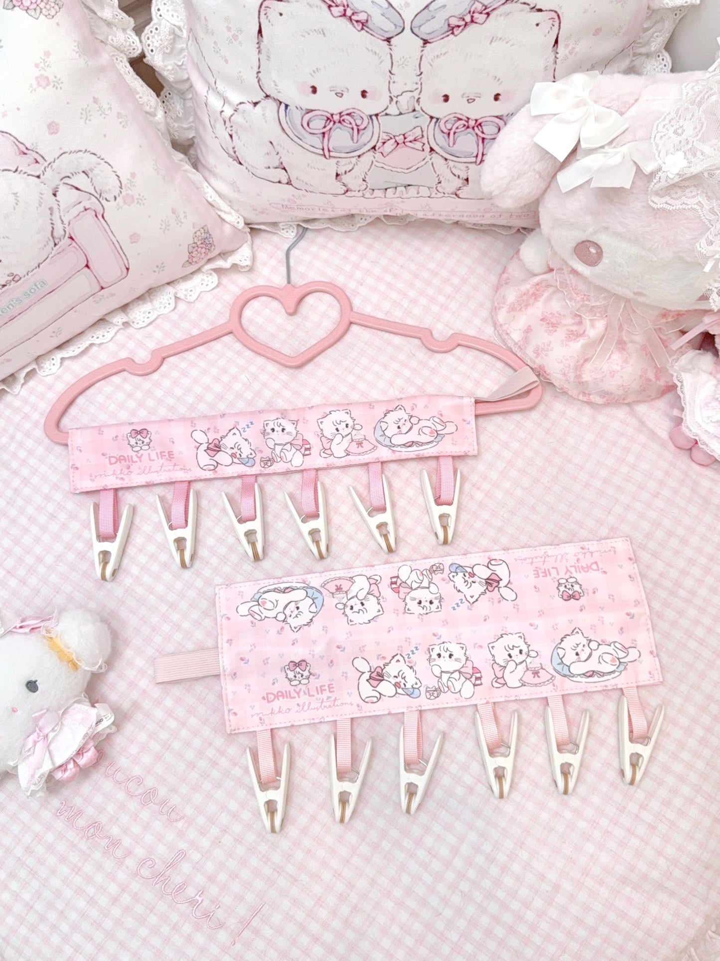 kawaii pink underwear drying rack