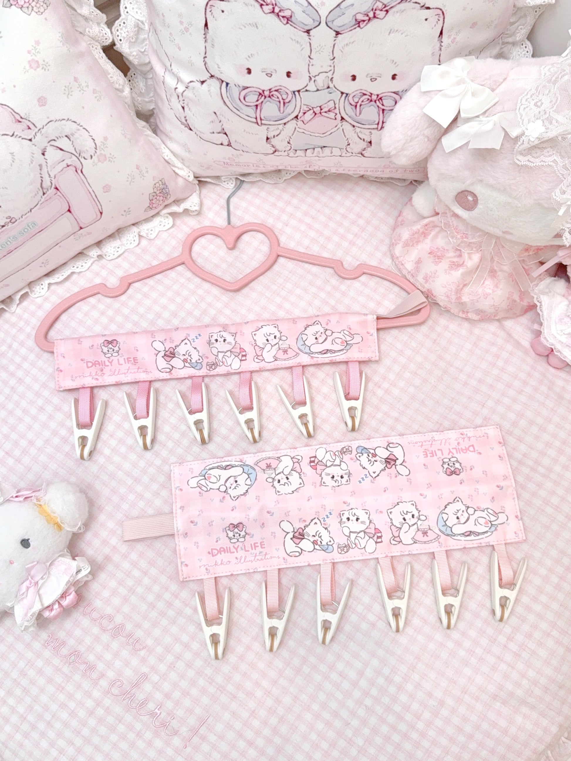 kawaii pink underwear drying rack