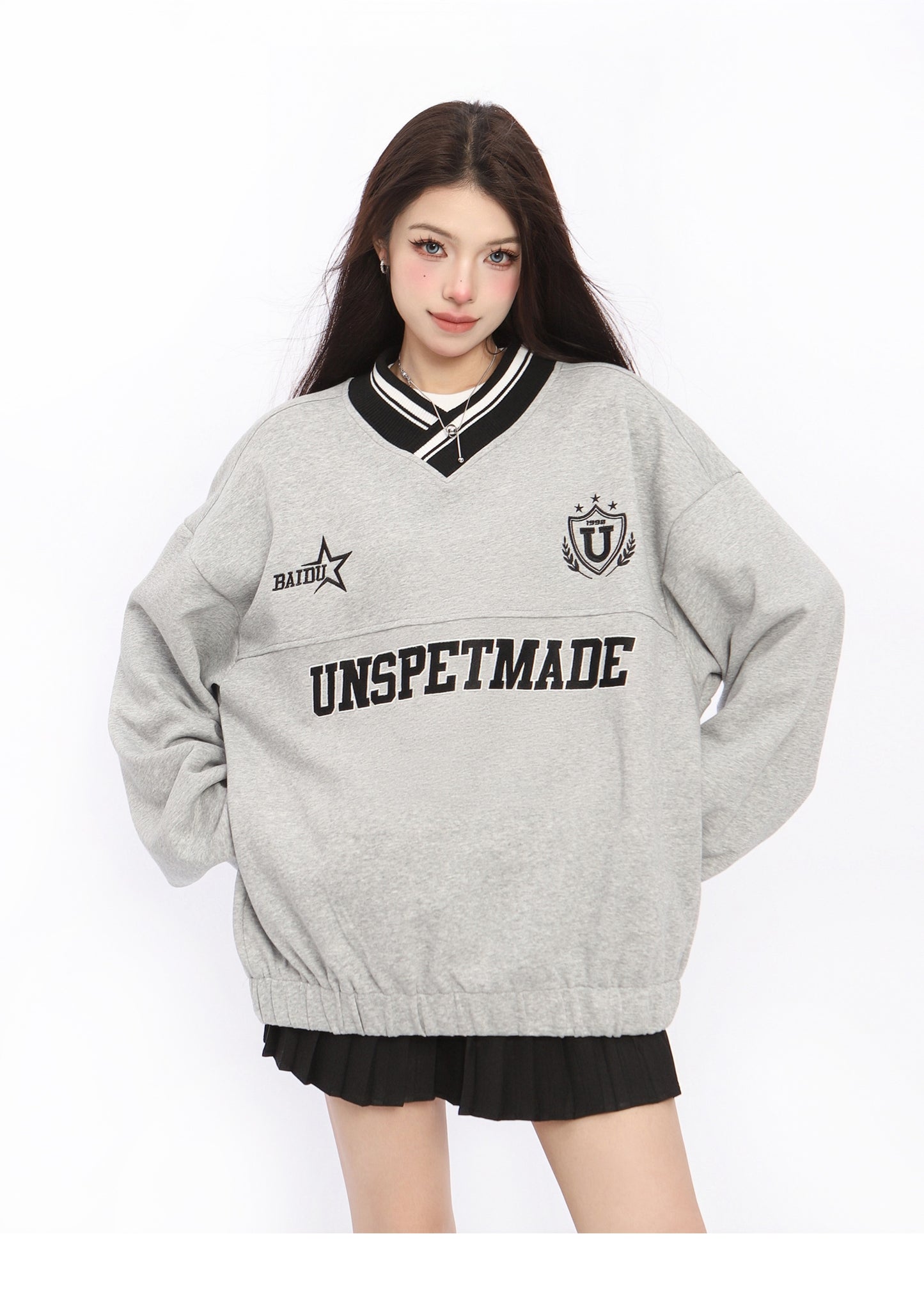 Retro Letter Embroidery Sweatshirt