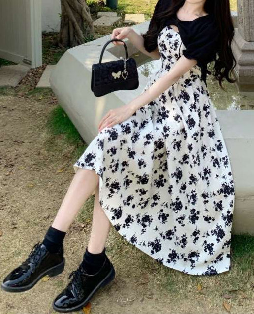 Dark Coquette Rose Floral Dress