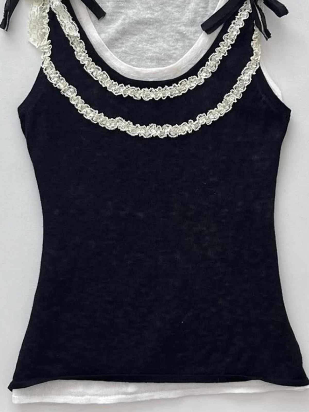 Dark Coquette Bow Strap Tank Top