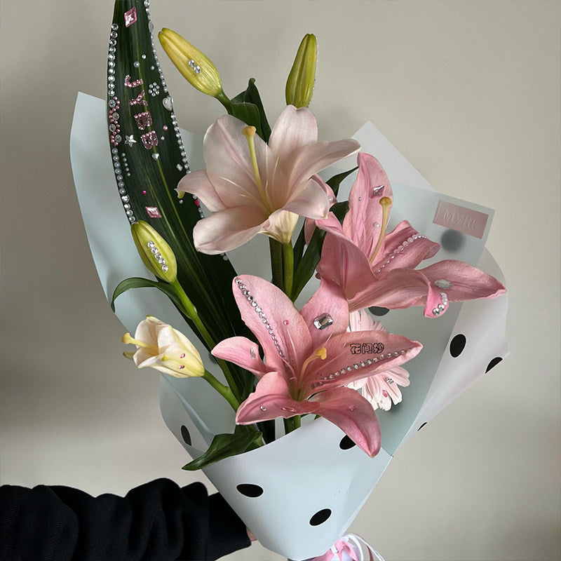 Ins Style Polka Dot Rhinestone Lily Bouquet DIY Kit