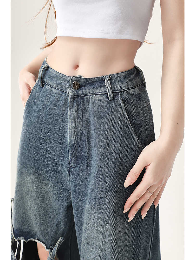 Lovecore Ripped Wide-leg Jeans