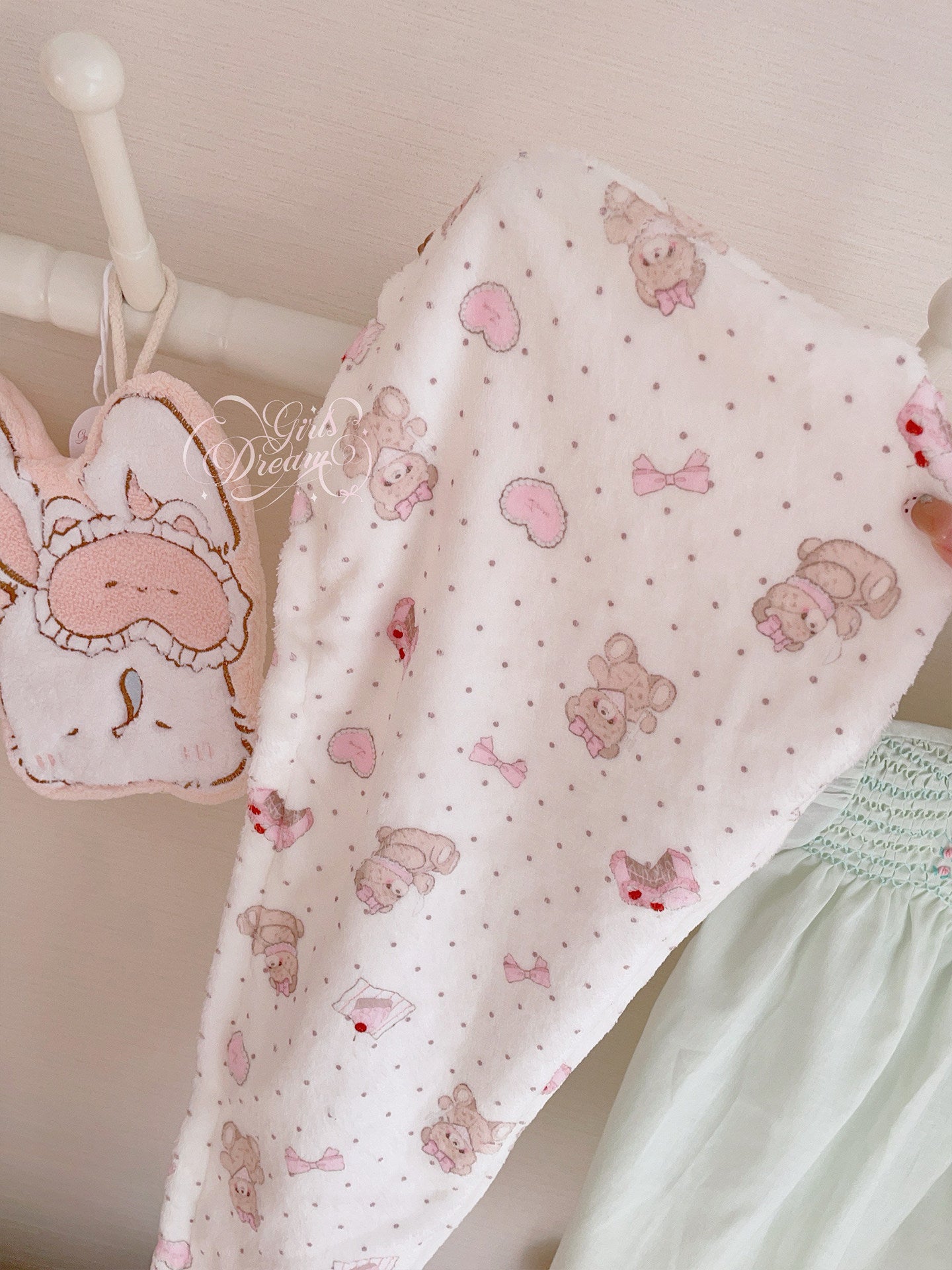 Girl's Dream original bunny and bear printed hair drying cap towel