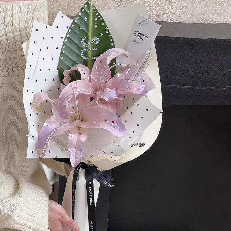 Ins Style Polka Dot Rhinestone Lily Bouquet DIY Kit